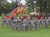 Soldiers with the 101st Sustainment Brigade, 101st Airborne Division (Air Assault), stand at attention during a change of command ceremony between Col. Charles R. Hamilton, outgoing commander of the 101st Sustainment Brigade and Col. Kimberly J. Daub, incoming commander, June 10, 2014, at Fort Campbell, Ky. (U.S. Army photo by Sgt. 1st Class Mary Rose Mittlesteadt, 101st Sustainment Brigade Public Affairs)