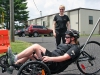 Spc. Amanda Lyle rides recumbent bicycle June 30, 2014 at Fort Campbell outside the Warrior Transition Battalion?s Adaptive Reconditioning Program office. Lyle recently wheeled her way to a silver medal in recumbent cycling at the Army Warrior Games trials June 15-20 at the U.S. Military Academy, West Point, New York. (U.S. Army photo by Stacy Rzepka/RELEASED)