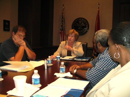 County Mayor Bowers, center, opens ad hoc cmte meeting with concerned minority citizens 