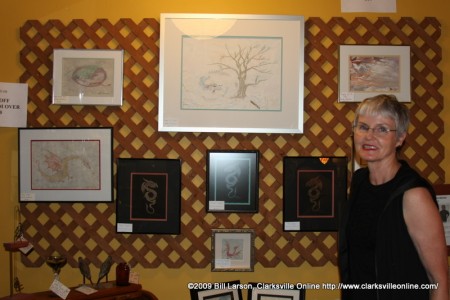 Gabriele Wardeiner and her dragon art at ARTifacts