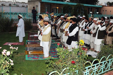 PAKTIKA PROVINCE, Afghanistan - Government officials prepare to pray before a Paktika Provincial Reconstruction Team-sponsored Iftar dinner August 15th. (Photo by U.S. Air Force Master Sgt. Demetrius Lester, Paktika Provincial Reconstruction Team Public Affairs)