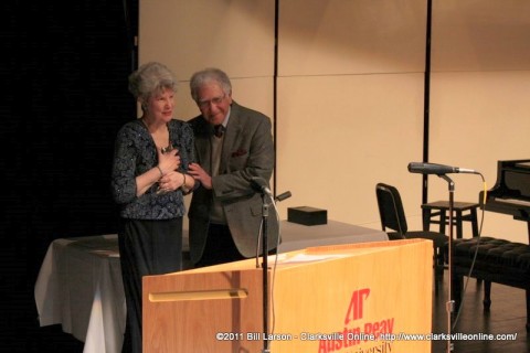 Dr. Anne Glass after bring presented with the George Mabry Award by Soli Fott