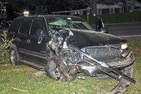 Chevy Tahoe crashed into a tree off Pembroke Road. (Photo by Officer John Reyes)