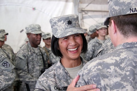 Lt. Col. Leslie Caballero, commander of the 17th Combat Sustainment Support Battalion, and her unit are preparing to head home to Joint Base Elmendorf-Richardson, Alaska, following their year-long deployment to Afghanistan. The battalion was assigned to the 101st Sustainment Brigade, Fort Campbell, KY. (Army photo by Spc. Jens Vadelund)