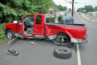 The 97 Ford F-150 that was crashed into by a stolen 2003 Ford Expedition.