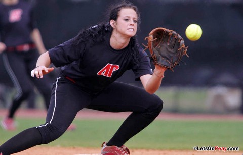 Redshirt sophomore Kristin Whitmire had one of the two home runs hit by the Lady Govs at the Kennesaw State Classic. Austin Peay Women's Softball. (Courtesy: Keith Dorris/Dorris Photography)