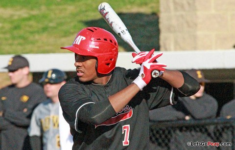 Right fielder Rolando Gautier had a second-inning two-run home run in the Govs loss to Murray State, Friday night. Austin Peay Baseball. (Courtesy: Brittney Sparn/APSU Sports Information)