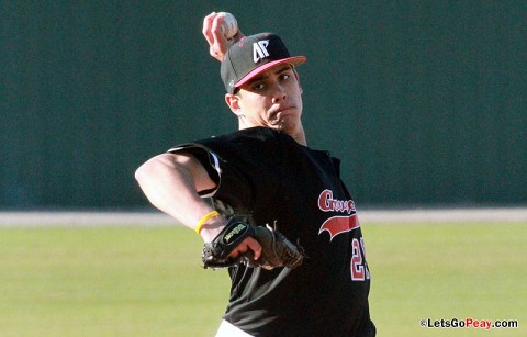 Senior starter Zach Toney held EKU to two hits over six innings in Saturday's loss. Austin Peay Baseball. (Courtesy: Brittney Sparn/APSU Sports Information)