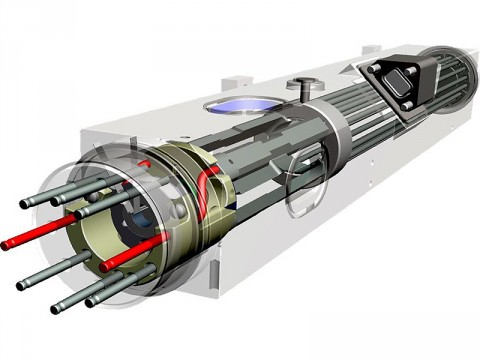 A computer-aided design, or CAD, drawing of the linear ion trap of the clock -- the "heart" of the Deep Space Atomic Clock's physics package -- is slightly smaller than two rolls of quarters laid side by side. The DSAC project is a small, low-mass atomic clock based on mercury-ion trap technology that will be demonstrated in space, providing unprecedented stability needed for next-generation deep space navigation and radio science. (Image credit: NASA/JPL)