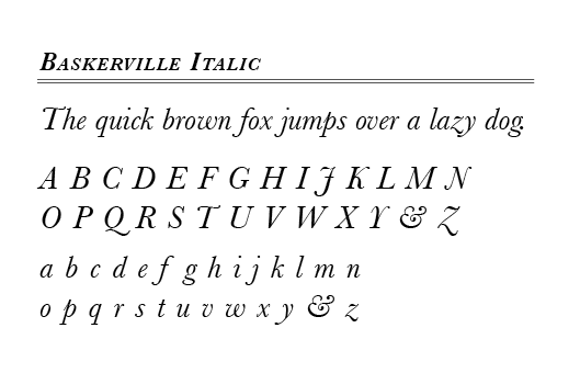 baskerville typeface chart