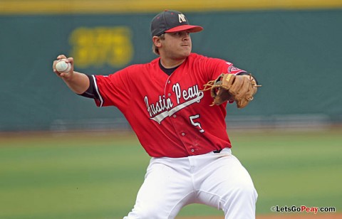 Third baseman Greg Bachman was named to the Eugene All-Region team after batting .529 in four games. Austin Peay Baseball. (Courtesy: Austin Peay Sports Information)