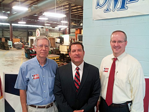 Ron Smithfield, NFIB member and co-owner of Smithfield Manufacturing in Clarksville, Mark Green, State Senate District 22 candidate, and Jim Brown, NFIB/Tennessee State Director.