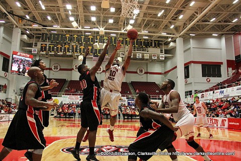 APSU Will Triggs goes up and scores two of his 17 points on the night.