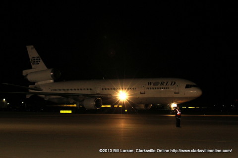 The aircraft bringing the returning soldiers home