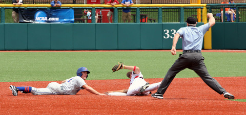 APSU's Reed Harper gets the out at second base. (Lisa Kemmer - Clarksville Sports Network)