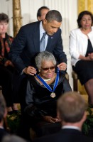 President Barack Obama awards the 2010 Presidential Medal of Freedom to Dr. Maya Angelou (Lawrence Jackson/White House)