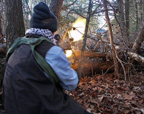A soldier from Charlie Company, 1-327 Infantry Regiment, 101st Airborne Division fires a M249 Squad Automatic Weapon (SAW) on A.P. Hill, Va., Jan. 16, 2015. The soldier is acting as the opposing forces (OPFOR) facilitating the 78th Training Division's Warrior Exercise (WAREX) 78-15-01. (Spc. Matthew Elmore, 78th Training Division)