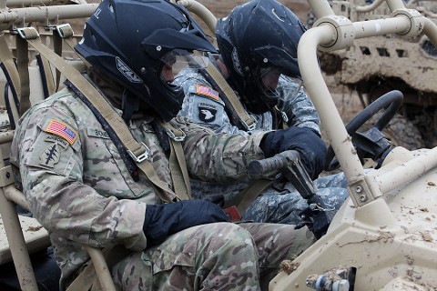 Soldiers from 1st Brigade Combat Team, 101st Airborne Division receive training on all-terrain vehicles from 5th Special Forces Group Jan. 12 on Fort Campbell. The training concluded a five-part combined training exercise between the two units. (Spc. Robert Venegas, 5th SFG(A) Combat Camera)