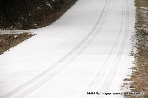 Caution is urged when driving on snow and sleet covered roads.