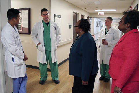 In a formal signing ceremony at Blanchfield Army Community Hospital Friday (May 29, 2015), Nashville's Meharry Medical College partnered with the Fort Campbell hospital for regular clinical rotations. (U.S. Army photo by Courtney Wittmann)