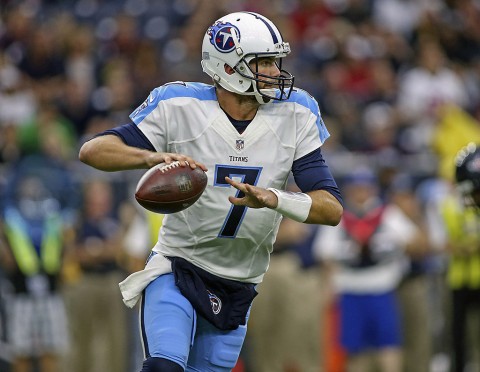 Tennessee Titans quarterback Zach Mettenberger (7) attempts a pass during the first quarter against the Houston Texans at NRG Stadium. (Troy Taormina-USA TODAY Sports)