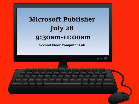 Microsoft Publisher class to be held at Clarksville-Montgomery County Library July 28th, 2016.