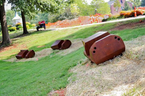 A look at an art installation piece outside of the Woodward Library at Austin Peay State University. (Cassidy Graves, APSU)