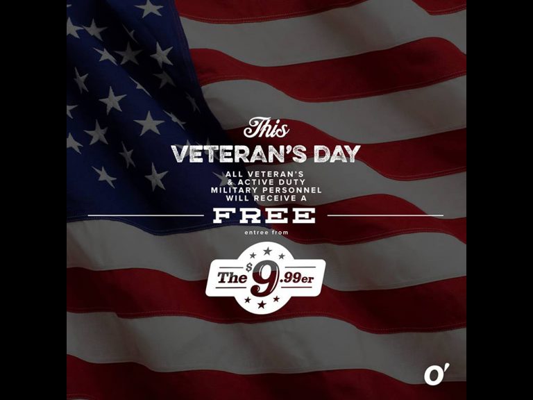 O’Charley’s Offering Free Meals to Military on Veterans Day