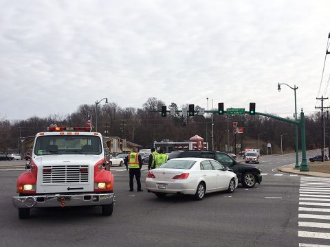 Clarksville Police Officer Witnesses two vehicle collision on Riverside Drive Thursday morning.