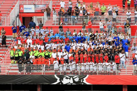 Athletes fill APSU’s Fortera Stadium for the AAU Boys Basketball National Championship opening ceremony.