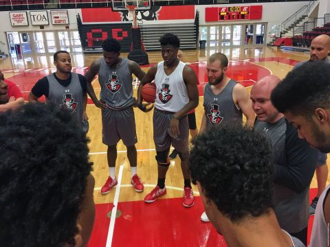 Matt Figger held his first practice session Friday as the new Austin Peay Men's Basketball head coach. (APSU Sports Information)