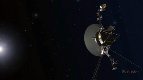 The Voyager team is able to use a set of four backup thrusters, dormant since 1980. They are located on the back side of the spacecraft in this orientation. (NASA/JPL-Caltech)