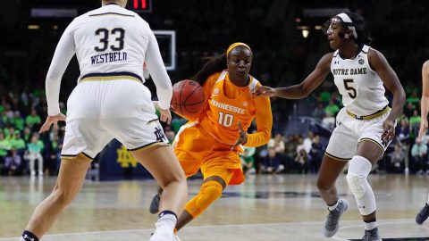 Tennessee Women's Basketball junior Meme Jackson scores 18 points in loss to Notre Dame Thursday night. (Tennessee Athletics)