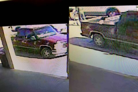 Photos of the suspect's GMC pickup truck.