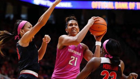 Tennessee Women's Basketball senior Mercedes Russell scores 13 points and has 15 rebounds, including her 1,000th rebound of her career, in victory over Georgia Sunday. (Tennessee Athletics)