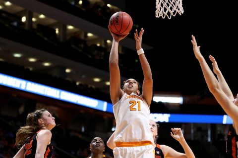 Tennessee Women's Basketball senior Mercedes Russell had 21 points and 14 rebounds in loss to Oregon State, Sunday. (Tennessee Athletics)