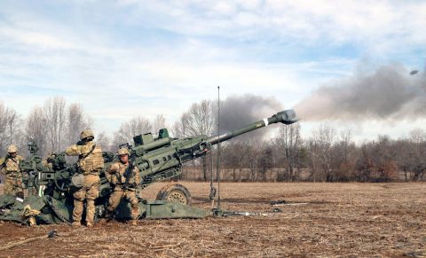 Artillerymen from C Battery, 3rd Battalion, 320th Field Artillery Regiment, 101st Airborne Division Artillery Brigade, 101st Airborne Division (Air Assault), conduct a platoon-level external evaluation live-fire, Jan. 31, 2018, at a Fort Campbell, Kentucky, training area. This training is conducted twice a year and is part of progressive training evaluations which begin with individual testing, and continues through battalion-level. (Sgt. Sharifa Newton, 40th Public Affairs Detachment) 