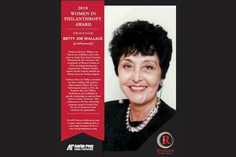 Late Austin Peay professor Betty Joe Wallace honored with 2018 Women in Philanthropy Award.