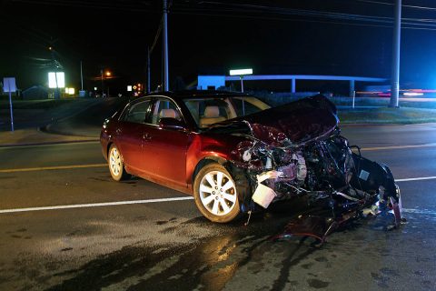 A 2007 Toyota Avalon did not stop at the light on Peachers Mill Road and slammed into a 1999 Dodge Van.