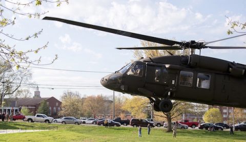 hawk helicopters austin landed three peay campus university state april last guard tennessee national