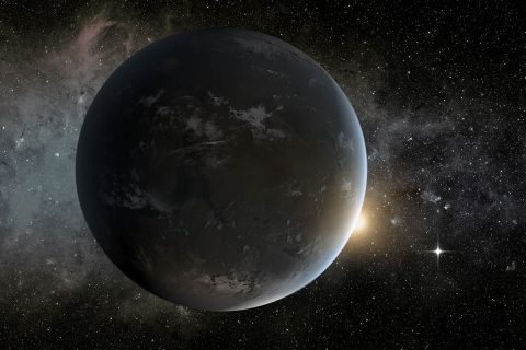 This is an artist's concept of a planet orbiting in the habitable zone of a K star. (NASA Ames/JPL-Caltech/Tim Pyle)