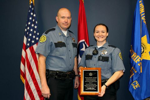 Camilla Kent received the Outstanding Achievement Award from her instructors at the East Tennessee Regional Law Enforcement Academy.