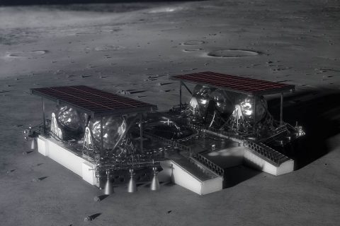 Illustration shows the mid-sized lander on the lunar surface. (NASA)