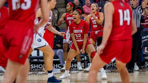 Austin Peay State University Women's Basketball fights Belmont to the end in OT loss at the OVC Tournament Wednesday night. (APSU Sports Information)