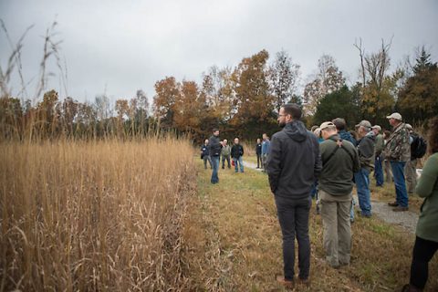 Dr. Dwayne Estes leads a grasslands tour. (APSU)