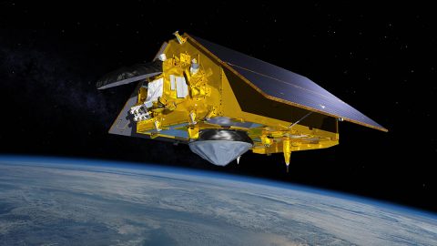 In this illustration, the Sentinel-6 Michael Freilich spacecraft - the world's latest sea-level satellite - orbits Earth with its deployable solar panels extended. (NASA/JPL-Caltech)