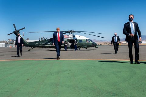 President Donald Trump walks across the tarmac in Prescott, Arizona. (White House)