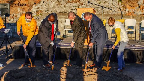 Nashville Predators, Austin Peay State University, City of Clarksville and Montgomery County break ground on the Montgomery County Multi-Purpose Event Center. (APSU Sports Information)