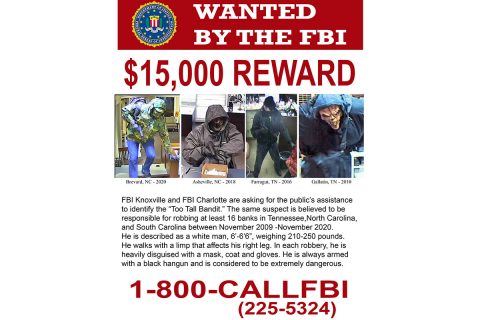 Too Tall Bandit - FBI Wanted Poster