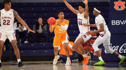 Tennessee Men's Basketball freshman guard Keon Johnson scored 23 points against Auburn Saturday night. (UT Athletics)